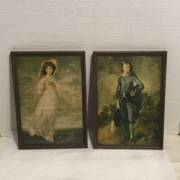 Vintage Thomas Gainsborough Pinky & Blueboy pictures framed behind glass - Picture 7 of 8